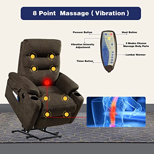 Power Recliner Chair with Heat and Massage for Elderly a7