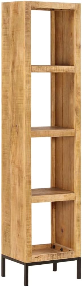 Solid Mango Wood Bookshelf 4 Compartments Brown7k