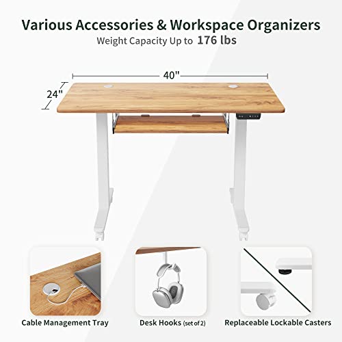 Standing Desk with Keyboard Tray 40x24 Electric Adjustable a7