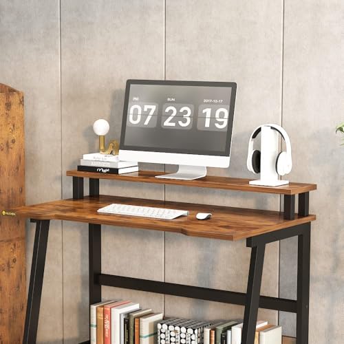Compact Desk with Monitor Stand Black k7m