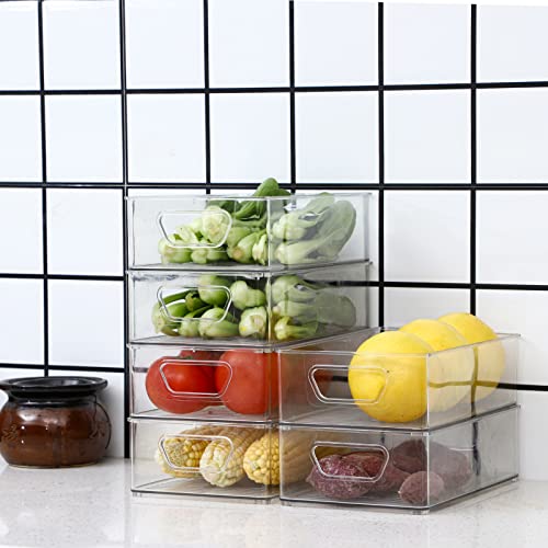 Clear Plastic Storage Bins for Pantry and Fridge, Stackable, 2 Pack a7