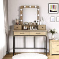 Sunvivi Vanity, Makeup Vanity Desk with 3 Color Dimmable Lighted Hollywood Mirror, White Vanity with 4 Drawers, Large Dressing Table for Women Girls