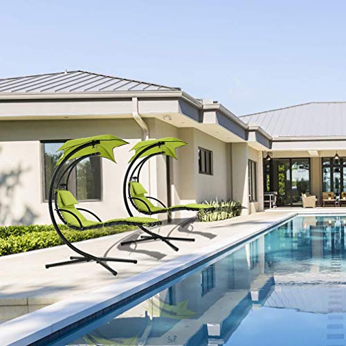Hammock Chair with Canopy Umbrella and Pillow for Outdoor Patio a7