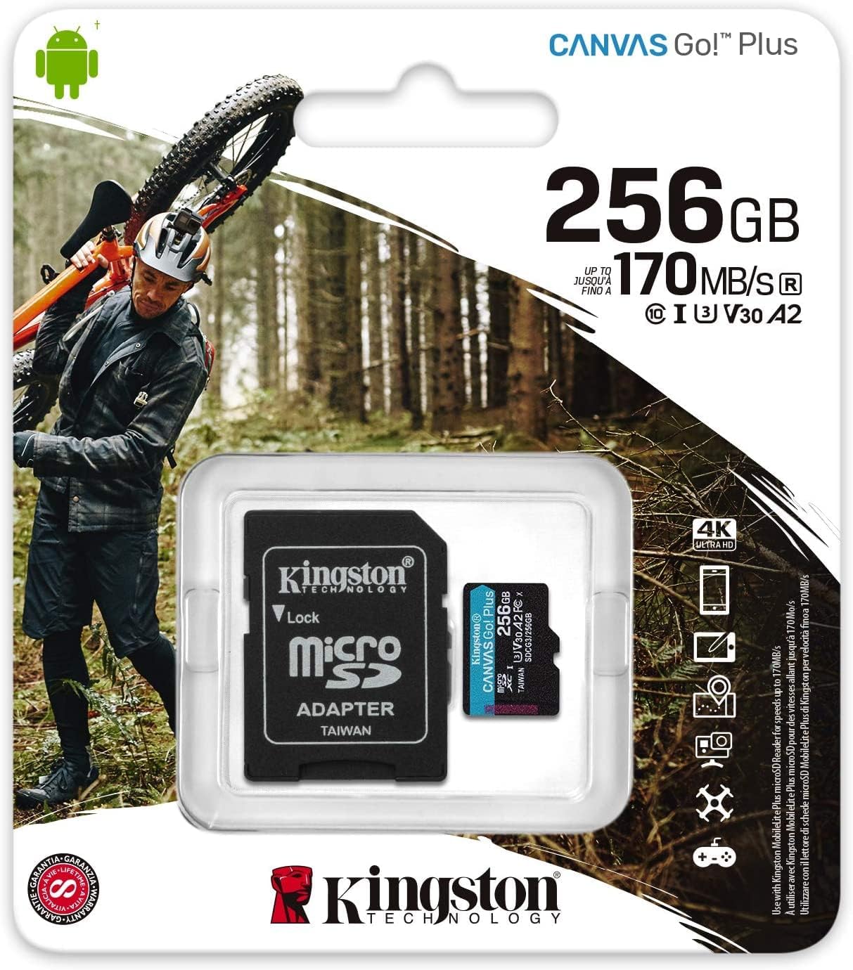 MicroSD Card 256GB 4K Video Recording 170MB/s Read Speed k7