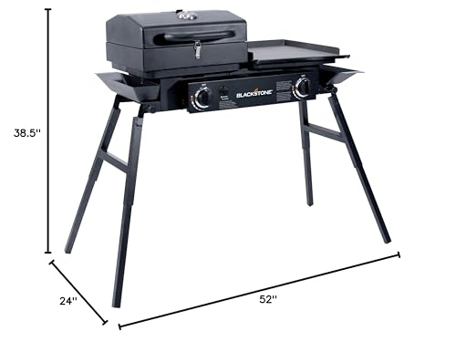 Stainless Steel 2 Burner Portable Gas Grill and Griddle Combo 35000 BTU k7m