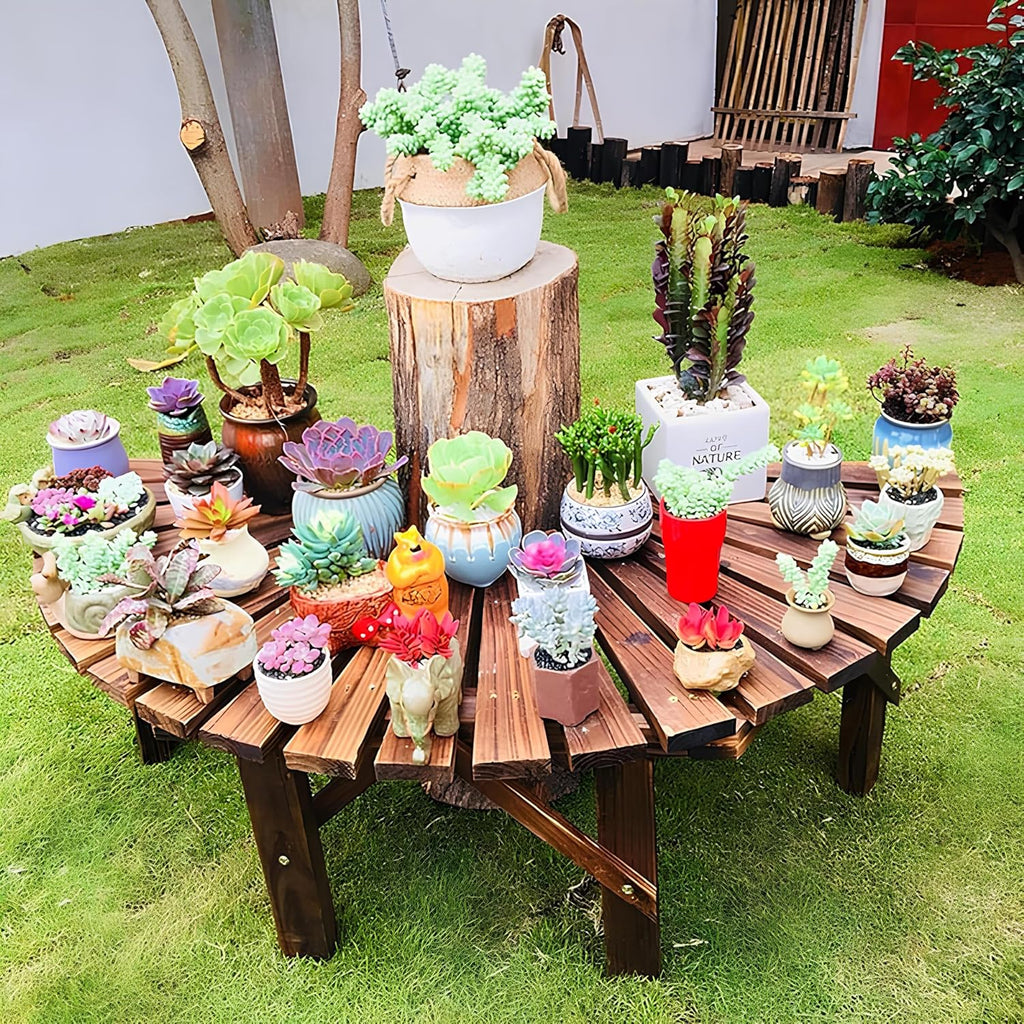 Wooden Curved Garden Bench for Patio Lawn a7