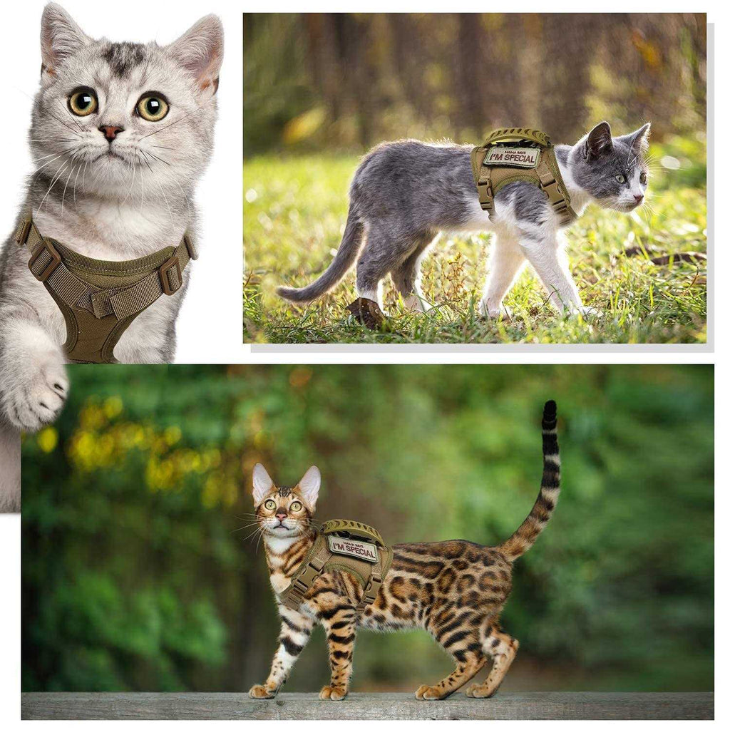 Tactical Cat Harness Escape Proof Soft Mesh Adjustable Pet Vest k7m