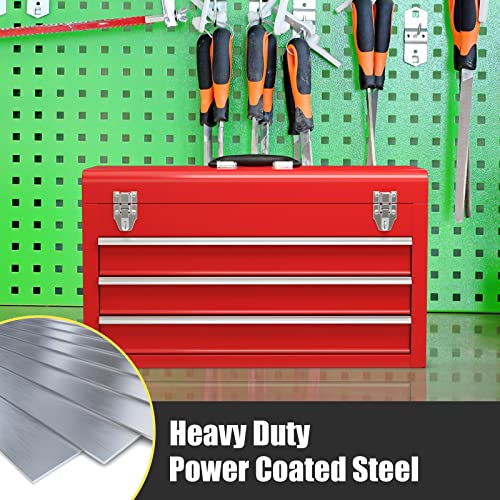 Portable 20 inch Steel Tool Box with 3 Drawers and Top Tray k7m