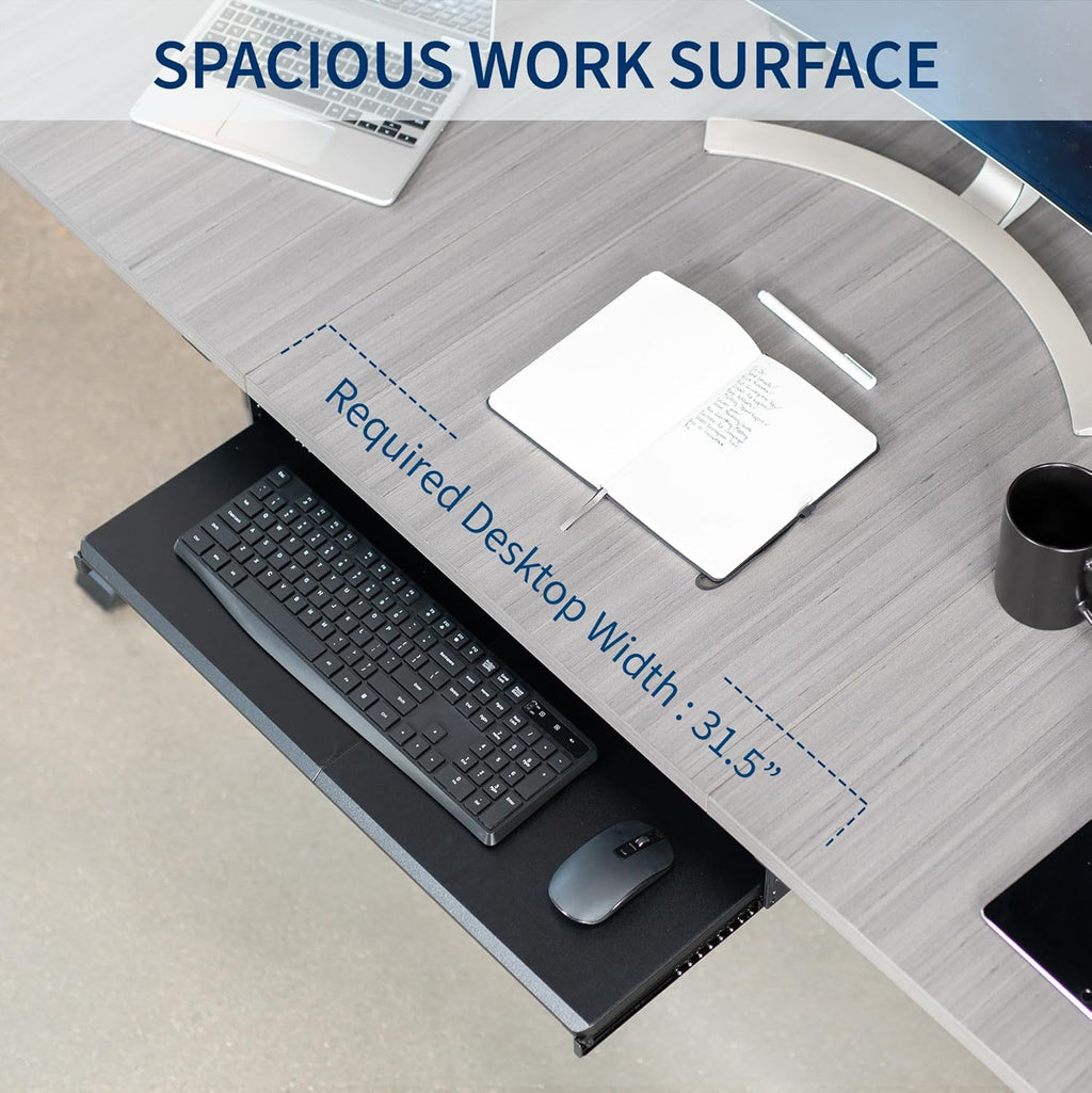 Adjustable Under Desk Keyboard Tray 27x11 Slide-Out Platform Black k7