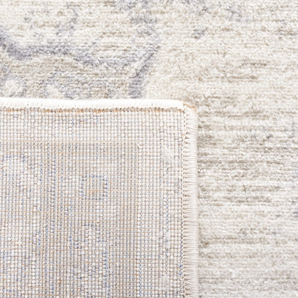 Area Rug 9x12 Ivory Beige Medallion Distressed Design k7