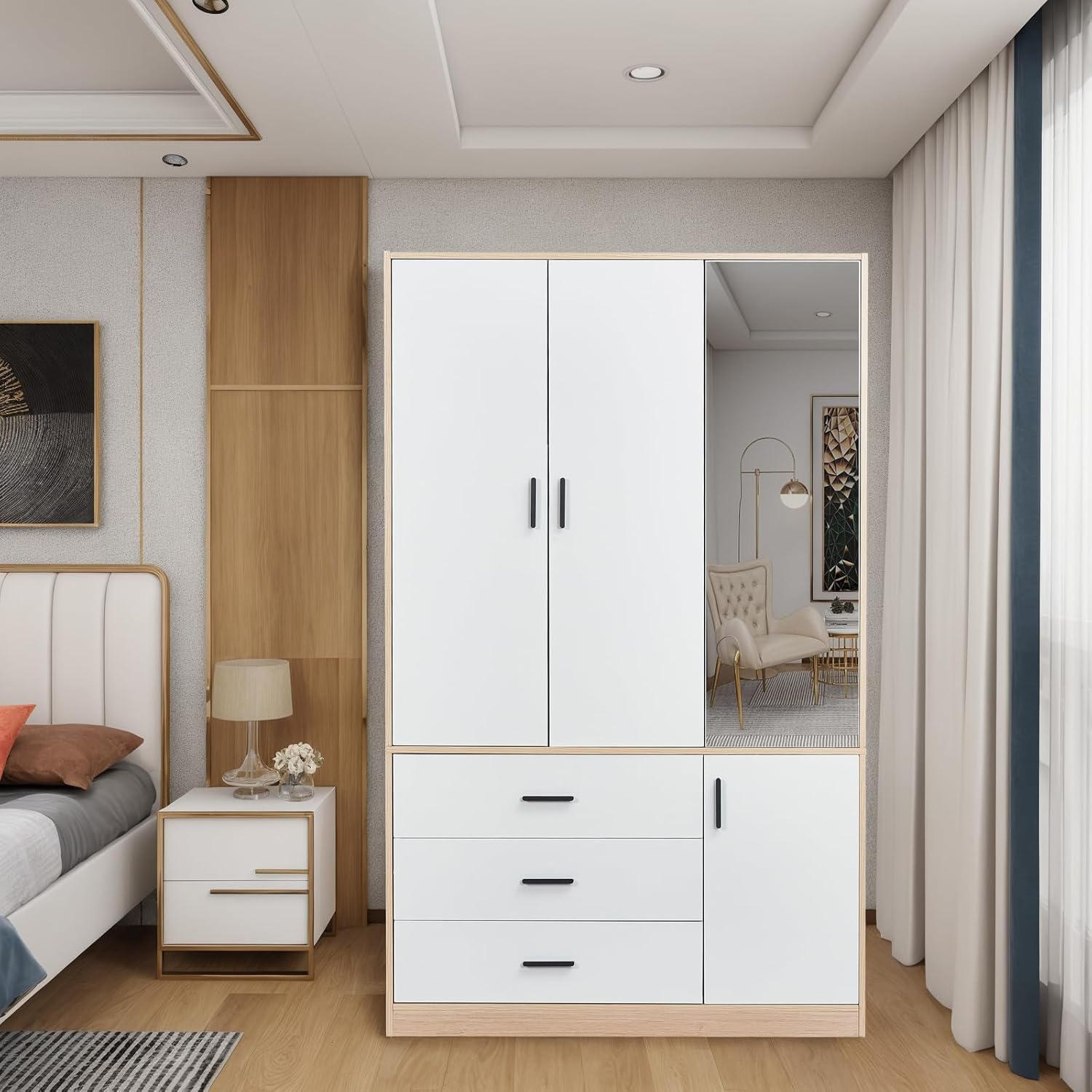 Wardrobe Closet with 3 Drawers and 2 Doors a7