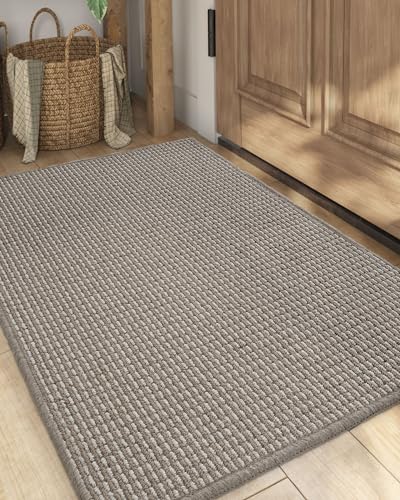 DEXI Door Mats Indoor Front Door Rugs for Entryway Welcome Mat Entry Low Profile Non-Slip Doormat for Inside Entrance, Hallway, Porch 24"x36", Black