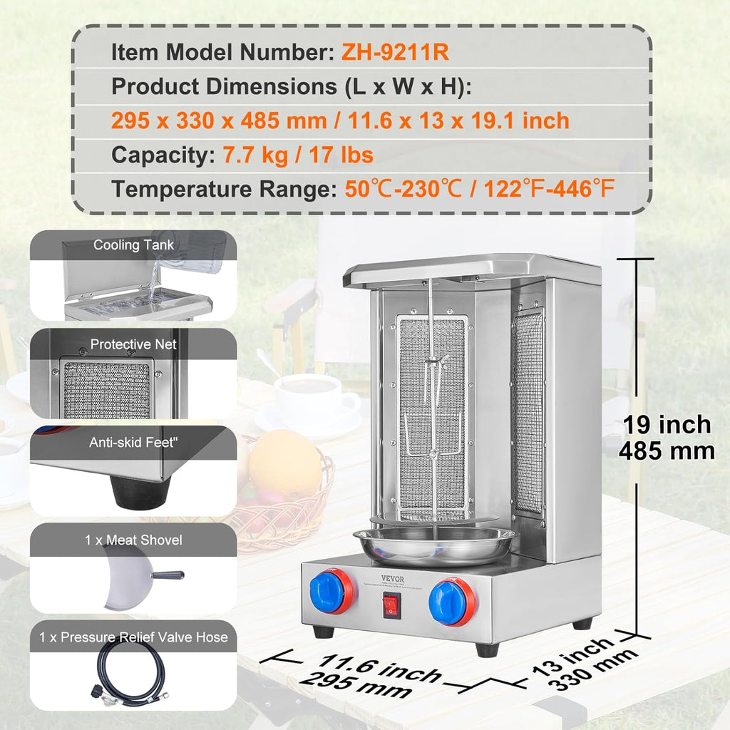 Shawarma Grill Machine with 2 Burners, 13 lbs Capacity a7