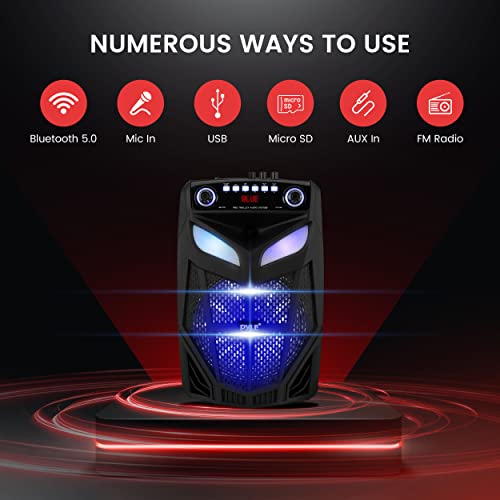 Pyle Portable Bluetooth PA Speaker 800W 12 Inch Indoor Outdoor Party Lights with Mic and Remote k7m