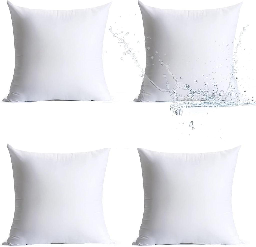 18 x 18 Pillow Inserts Outdoor, Pack of 4 Water Resistant Hypoallergenic Square Decorative Throw Pillow Cushion Stuffer Forms Couch Sham - 18 x 18 inches
