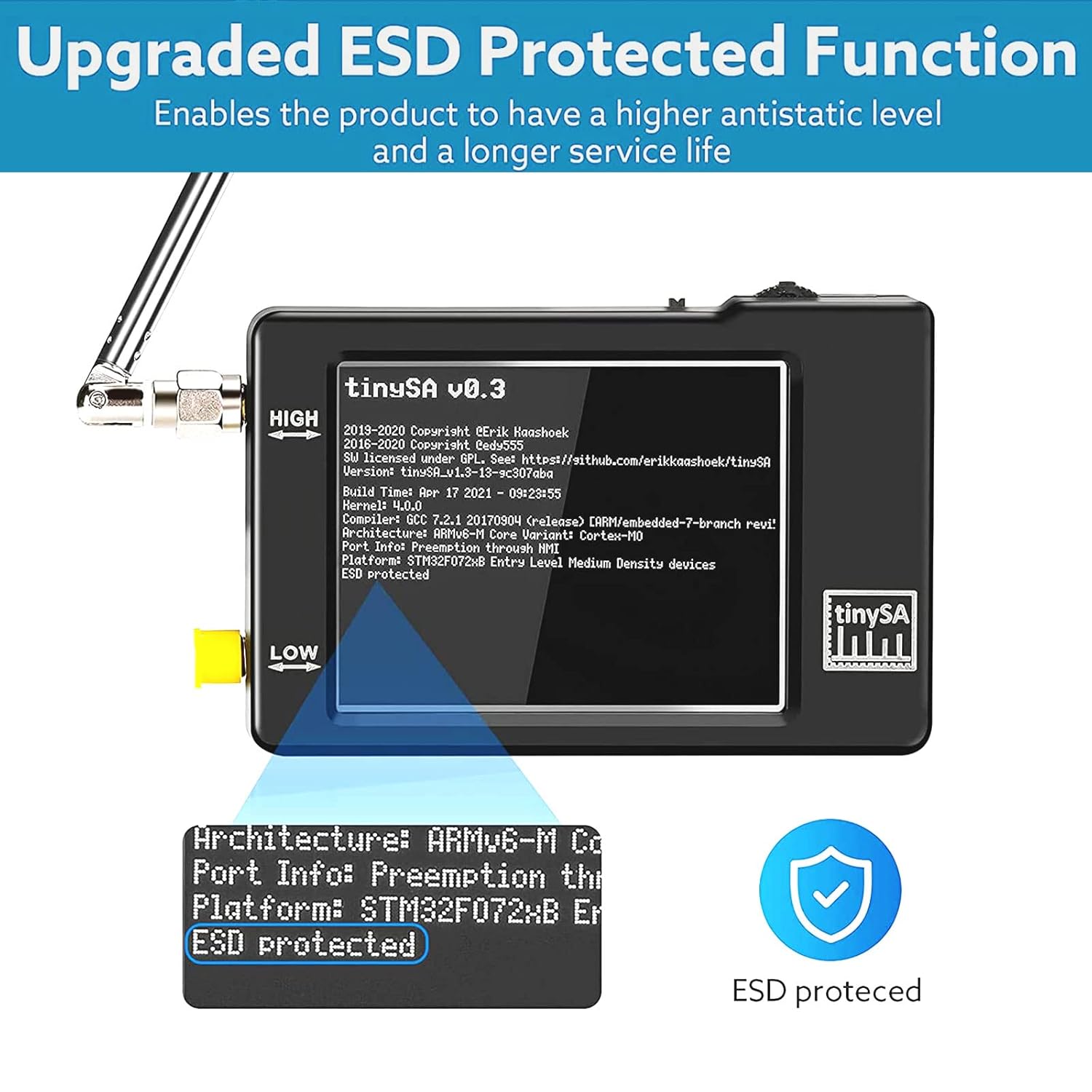 Spectrum Analyzer Handheld 2.8in Touchscreen 100KHz-960MHz Portable Frequency Analyzer a7