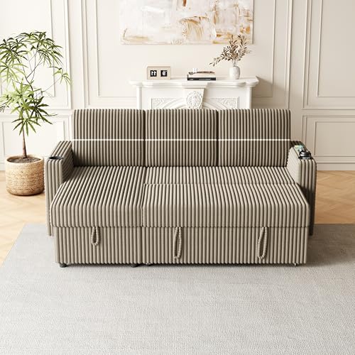 Convertible Sectional Sleeper Sofa with Storage Chaise Brown k7m