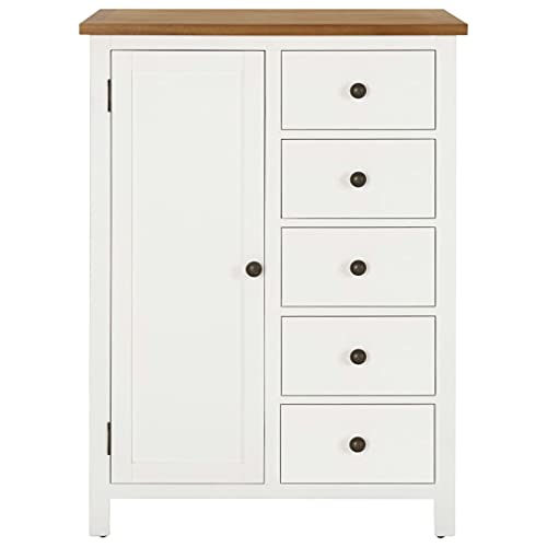 Wardrobe Solid Oak Wood with Hanging Rod and Drawers k7m
