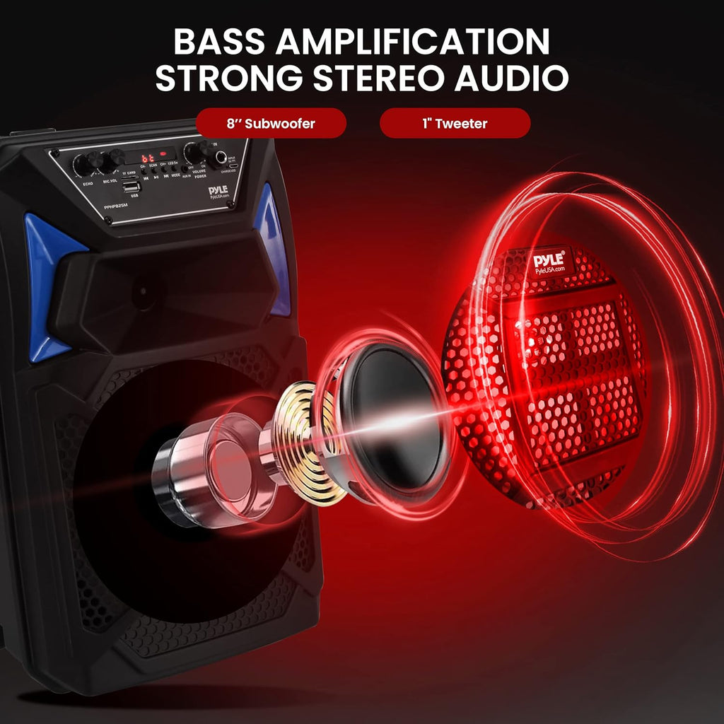 Pyle Portable Bluetooth PA Speaker System 400W Outdoor with Mic and Party Lights a7