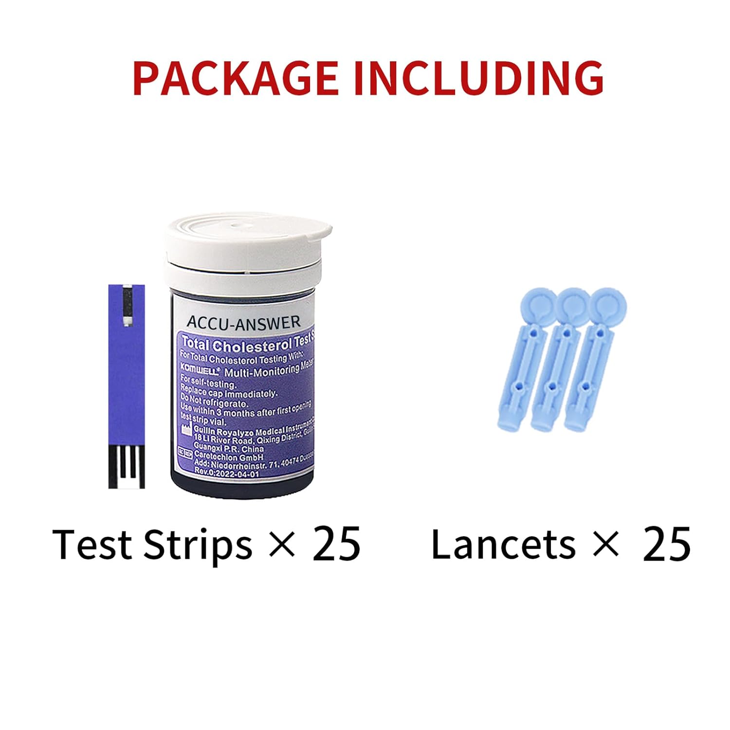 Cholesterol Test Strips 4-in-1 Meter, 25 Lancets Included k7q