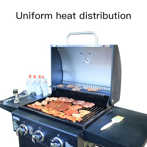 3 burner gas grill with thermometer outdoor bbq a7