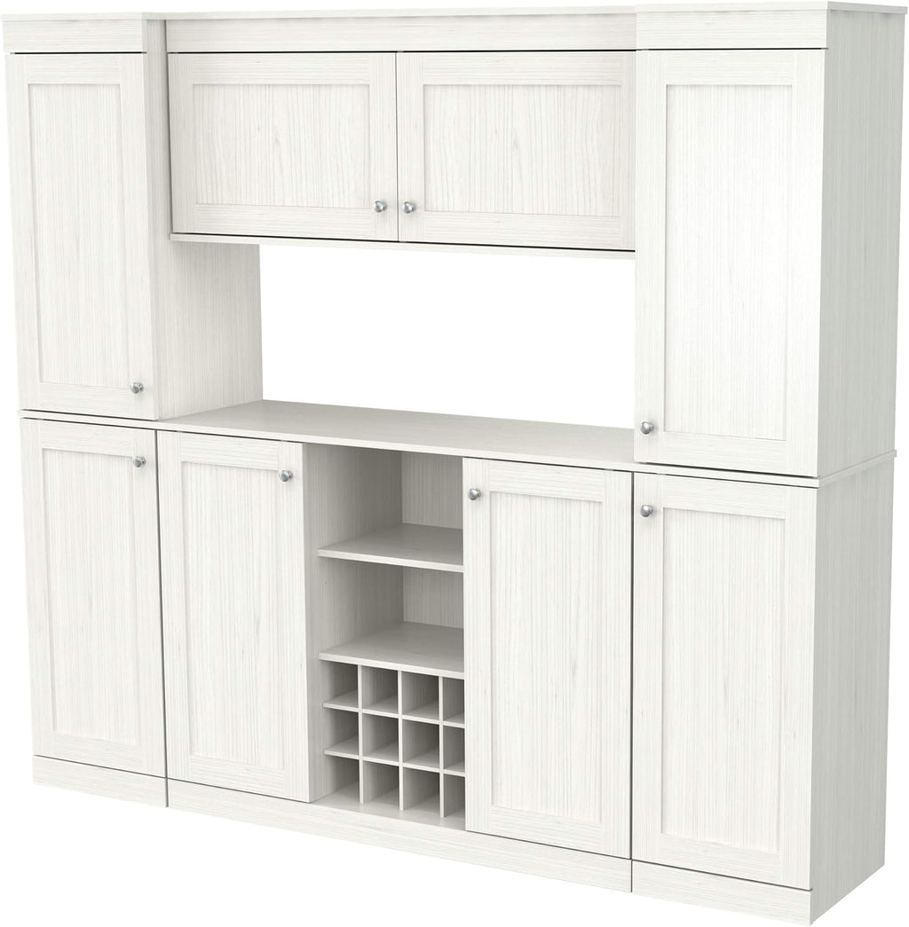 Shaker Style 4-Piece Buffet Storage System with 2 Tall Slim Cabinets, Washed Oak k7