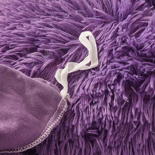 Fluffy Faux Fur Comforter Cover Set Queen Dark Grey 3 Pieces a7