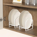 LINFIDITE 2 Pack Plate Holder Organizer Large Dish Storage Rack Upright Cabinet Dish Drying Racks Metal Dish Racks Stand for Cupboard and Countertop-Non-Slip & Rustproof Black