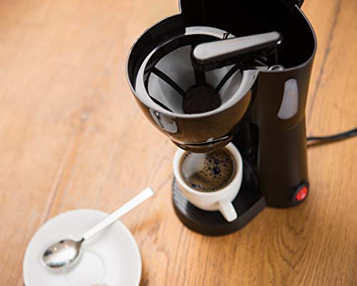 Mini Drip Coffee Maker with Brewing Basket, Black, One Cup Brew a7
