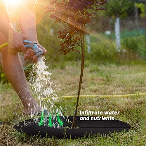 Non-Woven Tree Mulch Ring Weed Barrier Mat 8 Pack a7