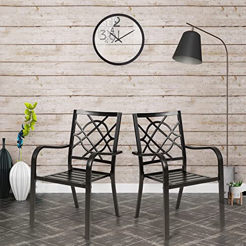 Outdoor Wrought Iron Patio Dining Set 4 Stackable Chairs 1 Table a7