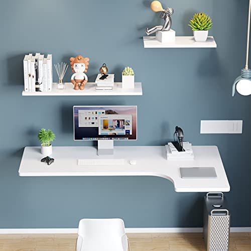 Wall Mounted L-Shape Corner Desk with Fold Down Table k7q