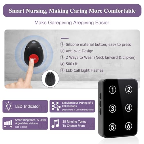 Wireless Caregiver Pager Nurse Call Button for Elderly LED Alert System k7m