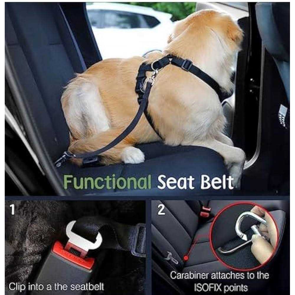 Dog Vehicle Safety Vest Harness with Travel Strap and Carabiner k7m