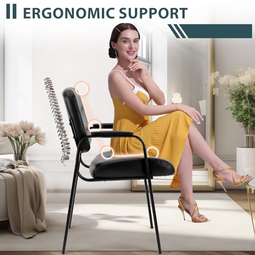 Office Guest Reception Chair with Lumbar Support PU Leather Black k7m