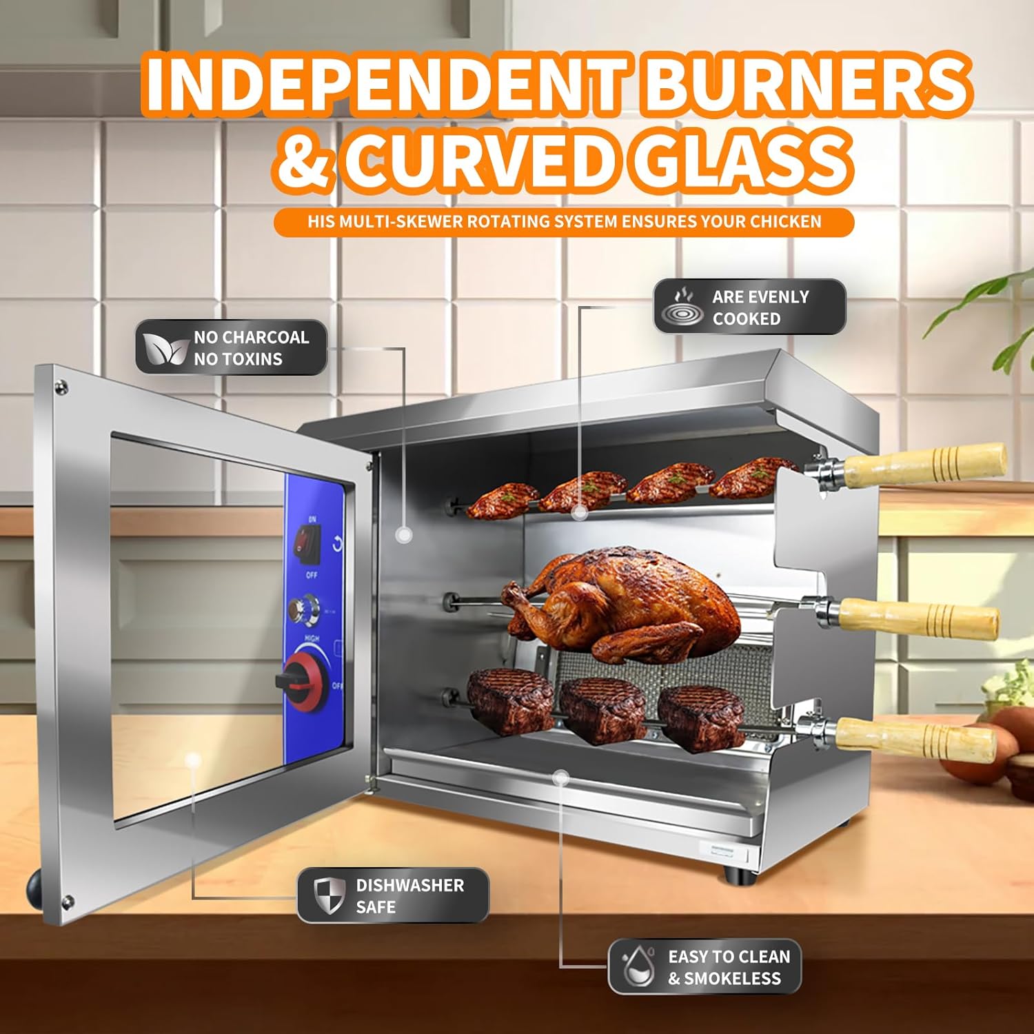 Gas Rotisserie Oven Shawarma Grill Machine Doner Kebab Chicken Propane Grill k7m