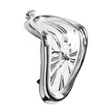 Creative Dali Watch Melting Clock Surrealistic Table Shelf Desk Fashion Melted Clock Salvador Dali Distorted Clock Home Decoration (Silver)