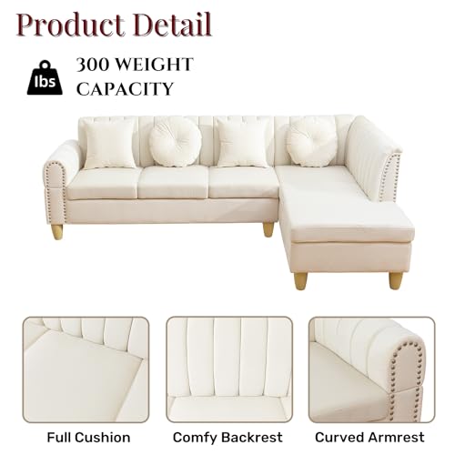 L-Shape Sectional Sofa with Curved Armrests White7k