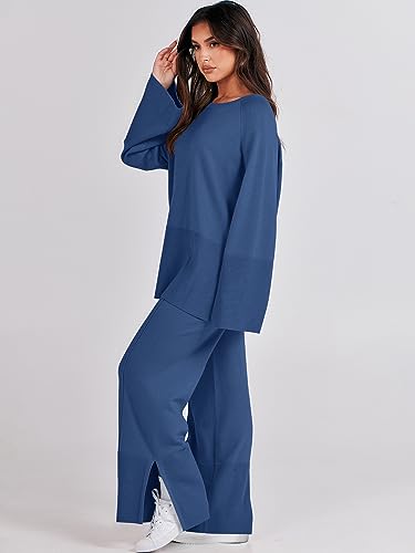 Cozy Knit Sweater and Wide Leg Pant Lounge Set 2 Piece Outfit k7