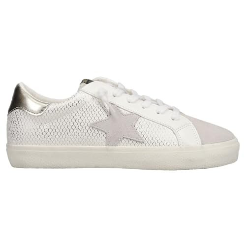 Womens Snake Lace Up Sneakers Casual Gold Grey White k7