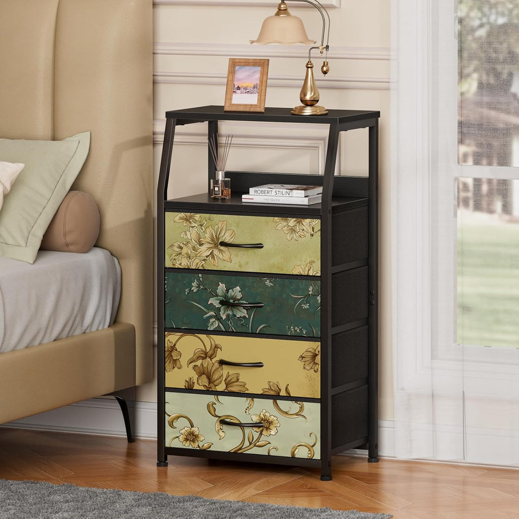 Nightstand with 4 Drawers and Charging Station a7k