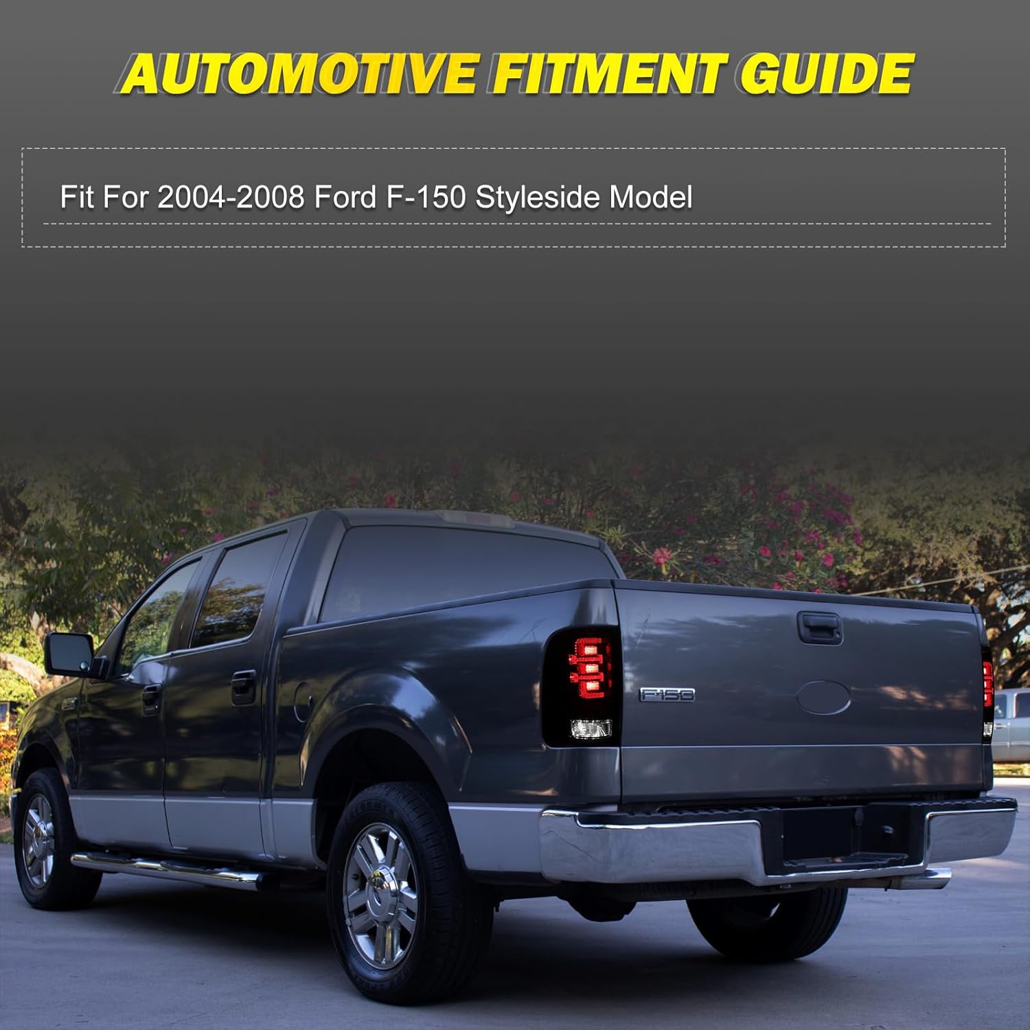 LED Taillights for 2004-2008 Ford F-150 Styleside Black Smoke Lens k7q