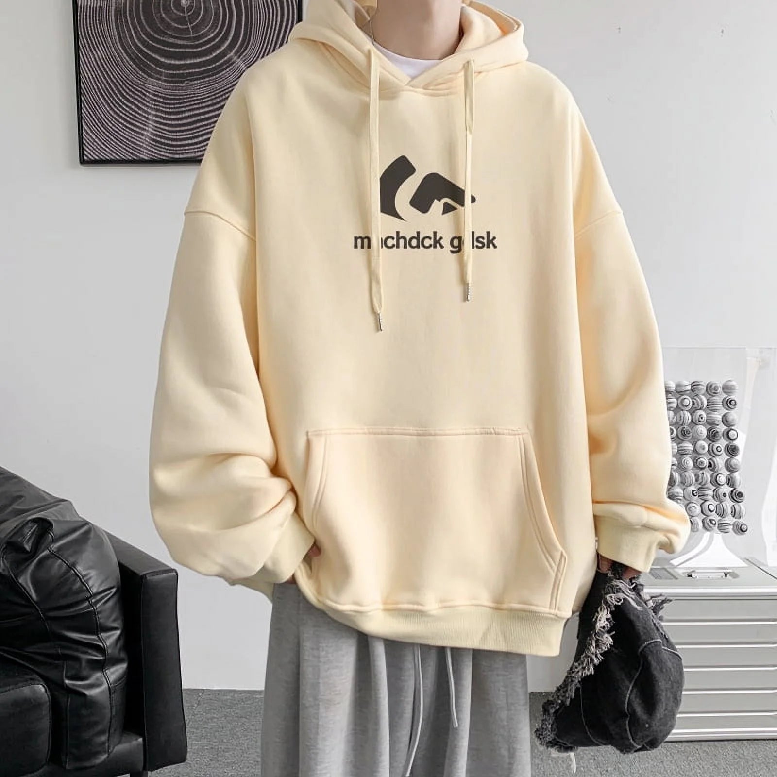 Hip Hop Hooded Sweatshirt Black XL a7