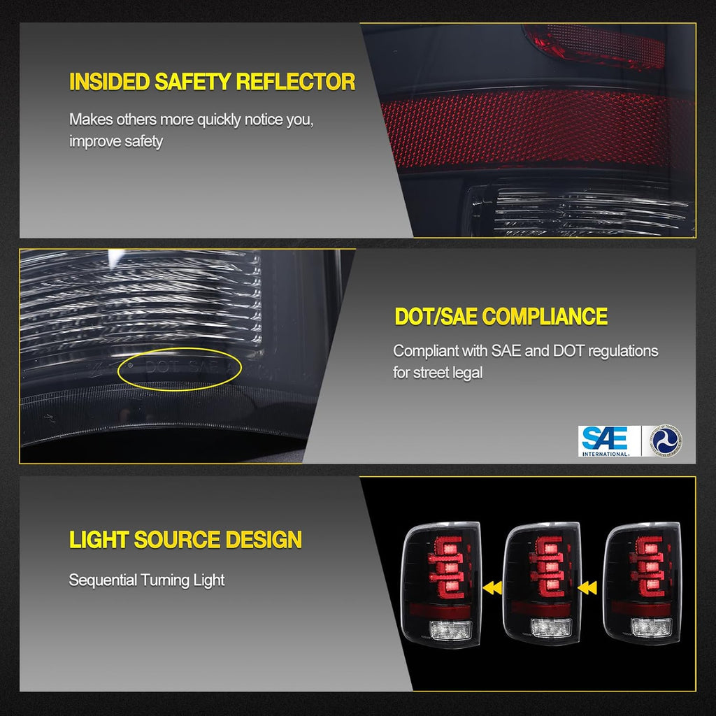 LED Taillights for 2004-2008 Ford F-150 Styleside Black Smoke Lens k7q