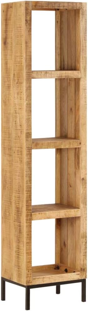 Solid Mango Wood Bookshelf 4 Compartments Brown7k