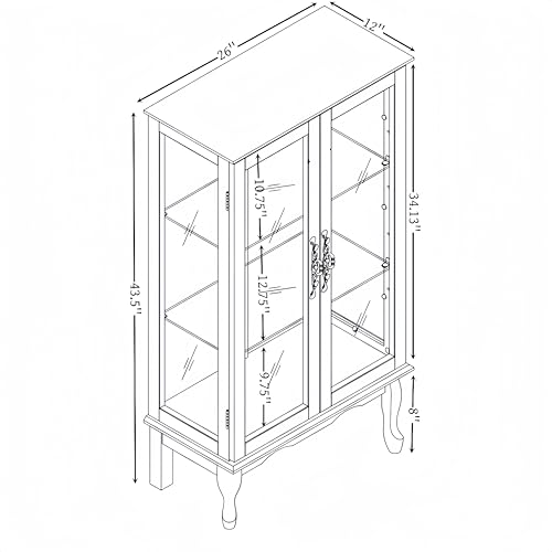 Corner Curio Cabinet with Glass Doors and Adjustable Shelves a7