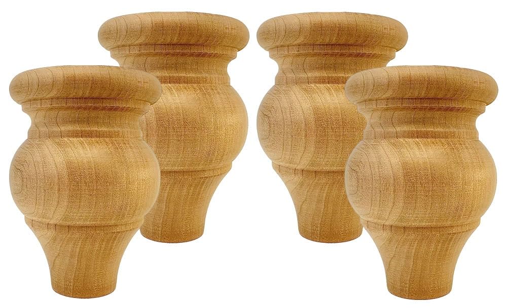 Crenshaw Bun Foot - 4 1/2" Tall x 3 3/8" Wide (Red Oak) (Set of 4)