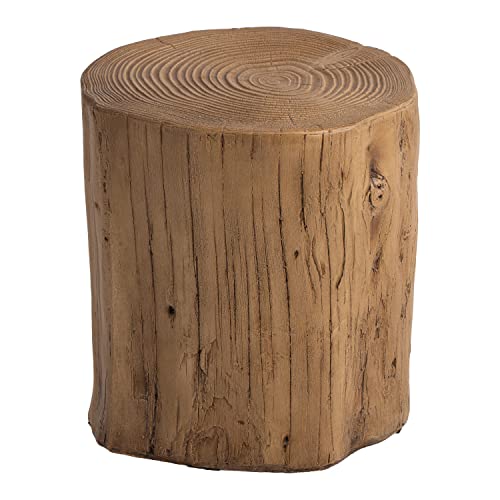 Rustic Stump Side Table Light Grey Wood-Look End Table k7m
