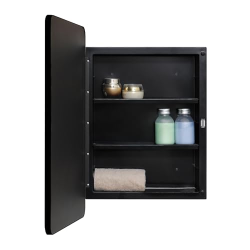 Black Beveled Mirror Medicine Cabinet 16x24 inch a7
