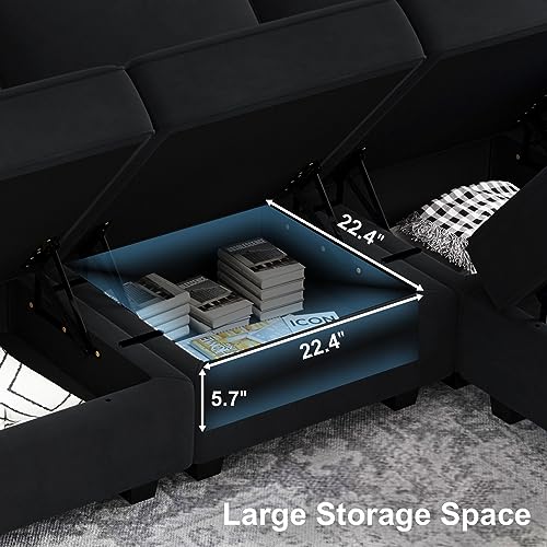 Modular Sectional Sofa with Storage U Shaped Couch Reversible Chaise Ottoman Velvet k7